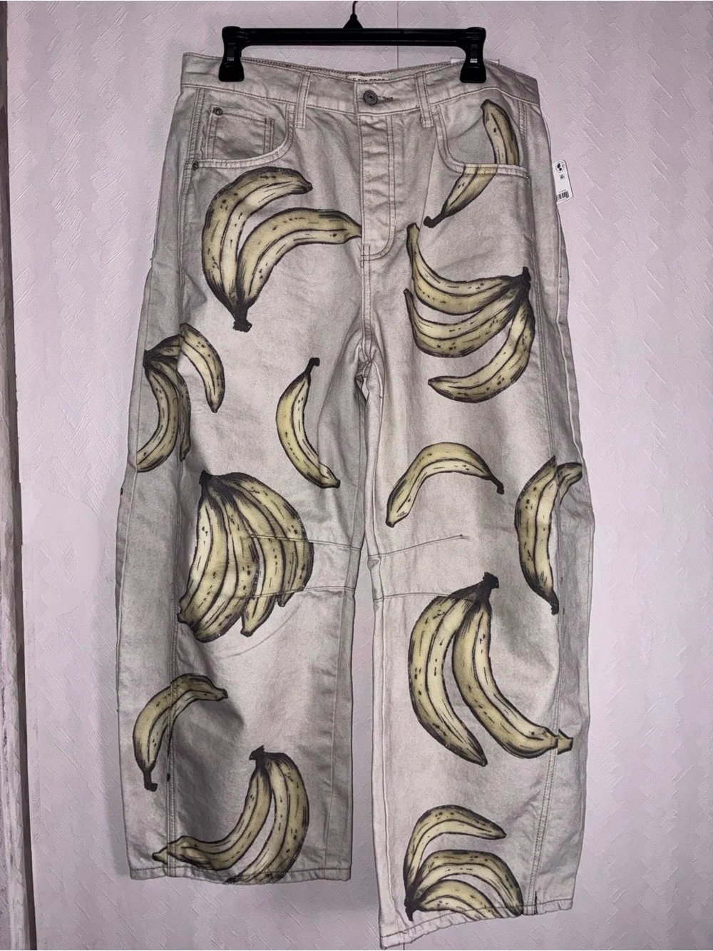Free People We the Free Good Luck Printed Barrel Jeans